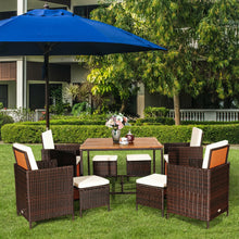 Load image into Gallery viewer, 9 Pieces Patio Rattan Dining Cushioned Chairs Set-White