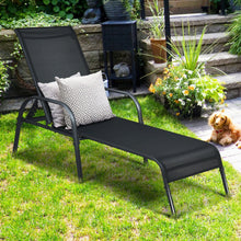Load image into Gallery viewer, Adjustable Patio Chaise Folding Lounge Chair with Backrest-Black
