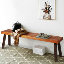 Load image into Gallery viewer, Patio Acacia Wood Dining Bench Seat with Steel Legs