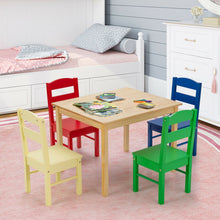 Load image into Gallery viewer, 5 pcs Kids Pine Wood Multicolor Table Chair Set
