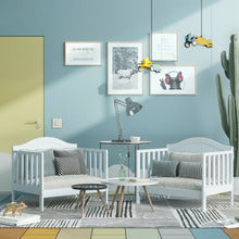 Load image into Gallery viewer, 2-in-1 Classic Convertible Wooden Toddler Bed with 2 Side Guardrails for Extra Safety-White