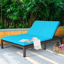 Load image into Gallery viewer, 2-Person Patio Rattan Lounge Chair with Adjustable Backrest-Turquoise