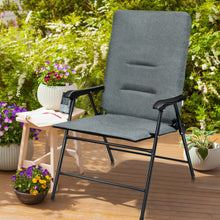 Load image into Gallery viewer, Patio Folding Padded Chair with High Backrest and Cup Holder-Gray