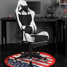 Load image into Gallery viewer, PU Leather Gaming Chair with USB Massage Lumbar Pillow and Footrest-White