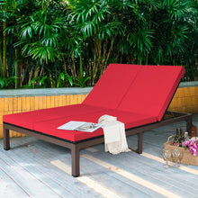 Load image into Gallery viewer, 2-Person Patio Rattan Lounge Chair with Adjustable Backrest-Red