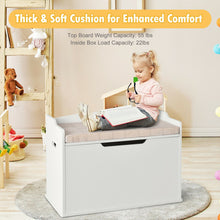 Load image into Gallery viewer, Kids Toy Wooden Flip-top Storage Box Chest Bench with Cushion Hinge-White