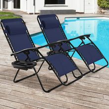 Load image into Gallery viewer, 2 Pieces Folding Lounge Chair with Zero Gravity-Blue