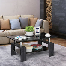 Load image into Gallery viewer, Rectangular Tempered Glass Coffee Table with Shelf-Gray