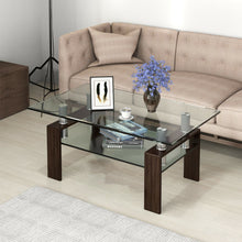 Load image into Gallery viewer, Rectangle Glass Coffee Table with Metal Legs for Living Room-Coffee
