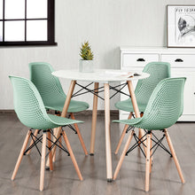 Load image into Gallery viewer, 4 Pcs Modern Plastic Hollow Chair Set with Wood Leg-Green