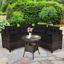 Load image into Gallery viewer, 4 Pieces Outdoor Cushioned Rattan Furniture Set-Black