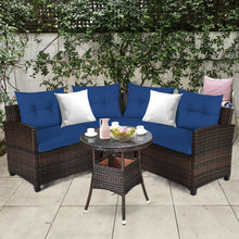 Load image into Gallery viewer, 4 Pieces Outdoor Cushioned Rattan Furniture Set-Navy