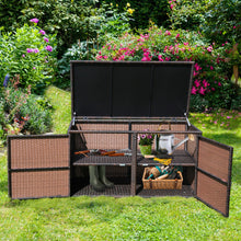 Load image into Gallery viewer, 88 Gallon Garden Patio Rattan Storage Container Box-Brown