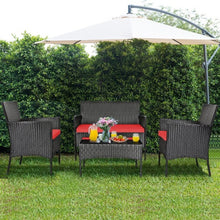 Load image into Gallery viewer, 8 Pieces Patio Cushioned Rattan Furniture Set-Red