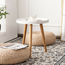 Load image into Gallery viewer, Round Side Sofa Coffee Table with Wooden Tray