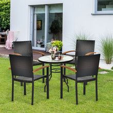 Load image into Gallery viewer, Set of 4 Outdoor Patio PE Rattan Dining Chairs with Powder-coated Steel Frame