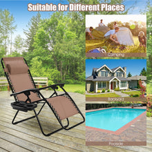 Load image into Gallery viewer, 2 Pieces Folding Lounge Chair with Zero Gravity-Brown