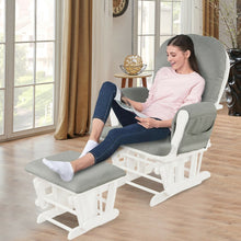 Load image into Gallery viewer, Solid Wood Gliding Chair Set with Pockets and Ottoman for Relaxing-Light Gray