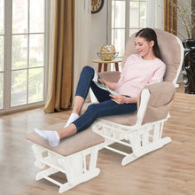 Load image into Gallery viewer, Solid Wood Gliding Chair Set with Pockets and Ottoman for Relaxing-Pink