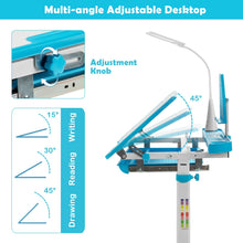 Load image into Gallery viewer, Height Adjustable Kids Study Table and Chair Set with Bookstand-Blue