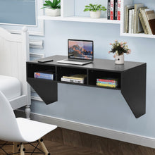 Load image into Gallery viewer, Wall Mounted Floating Sturdy Computer Table with Storage Shelf-Black