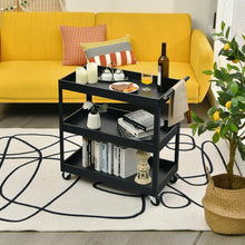 Load image into Gallery viewer, 3-Tier Utility Cart Metal Mental Storage Service Trolley-Black