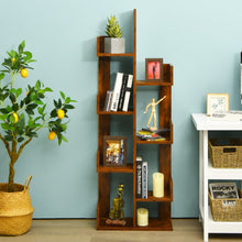 Load image into Gallery viewer, 8-Tier Bookshelf Bookcase with 8 Open Compartments Space-Saving Storage Rack -Coffee