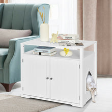 Load image into Gallery viewer, Wooden Cat Litter Box Enclosure Hidden Cat Washroom with Storage Layer-White