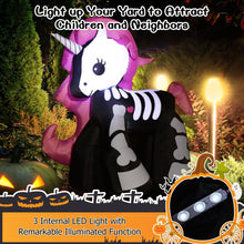 Load image into Gallery viewer, 5.5 Feet Halloween Inflatables Skeleton Unicorn with Built-in LED Lights
