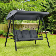 Load image into Gallery viewer, Outdoor 3-Seat Porch Swing with Adjust Canopy and Cushions-Gray