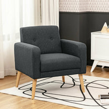 Load image into Gallery viewer, Modern Accent Chair Upholstered Linen Armchair with Rubber Wood Legs-Gray