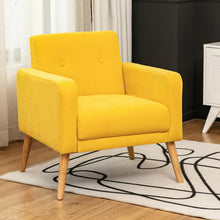 Load image into Gallery viewer, Modern Accent Chair Upholstered Linen Armchair with Rubber Wood Legs-Yellow