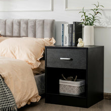 Load image into Gallery viewer, Modern Nightstand with Storage Drawer and Cabinet-Black