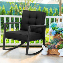 Load image into Gallery viewer, Patio Rattan Rocker Outdoor Glider Rocking Chair Cushion Lawn-Black