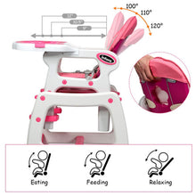 Load image into Gallery viewer, 3 in 1 Baby High Chair with Lockable Universal Wheels-Pink