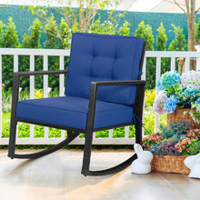 Load image into Gallery viewer, Patio Rattan Rocker Outdoor Glider Rocking Chair Cushion Lawn-Navy