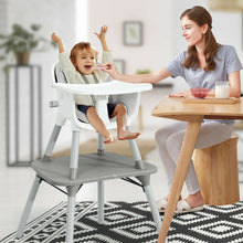 Load image into Gallery viewer, 4 in 1 Baby Convertible Toddler Table Chair Set with PU Cushion-Gray