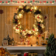 Load image into Gallery viewer, 30-Inch Pre-lit Flocked Artificial Christmas Wreath with Mixed Decorations