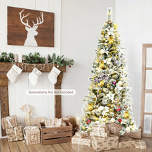 Load image into Gallery viewer, Pre-lit Snow Flocked Christmas Tree with Berries and Poinsettia Flowers-7'