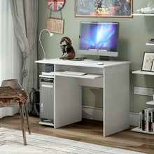 Load image into Gallery viewer, Compact Computer Desk with Slide-out Keyboard Tray and Storage Shelves-White