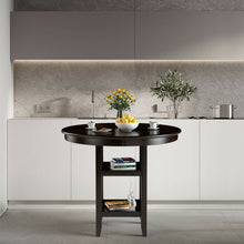 Load image into Gallery viewer, 36.5 Inch Counter Height Dining Table with 42 Inches Round Tabletop and 2-Tier Storage Shelf