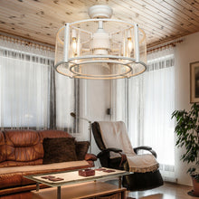 Load image into Gallery viewer, 20 Inch Caged Bladeless Ceiling Fan with Light Reversible Motor and Remote Control-White