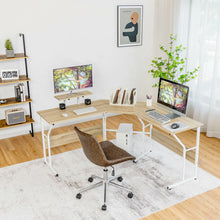 Load image into Gallery viewer, 88.5 Inch L Shaped Reversible Computer Desk Table with Monitor Stand-Oak