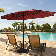 Load image into Gallery viewer, 15 Feet Double-Sided Twin Patio Umbrella with Crank and Base-Red