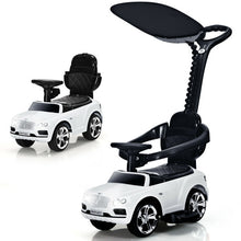 Load image into Gallery viewer, 3-in-1 Licensed Bentley Kids Push and Sliding Car with Canopy-White