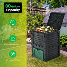 Load image into Gallery viewer, 80-Gallon Outdoor Composter with Large Openable Lid and Bottom Exit Door