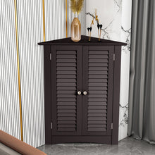 Load image into Gallery viewer, Bathroom Corner Storage Freestanding Floor Cabinet with Shutter Door-Brown