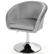 Load image into Gallery viewer, 360 Degree Swivel Makeup Stool Accent Chair with Round Back and Metal Base -Gray
