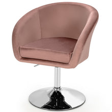 Load image into Gallery viewer, 360 Degree Swivel Makeup Stool Accent Chair with Round Back and Metal Base -Pink