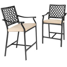 Load image into Gallery viewer, 2 Pieces Patiojoy Patio Bar Stool with Height Cushion and Armrest